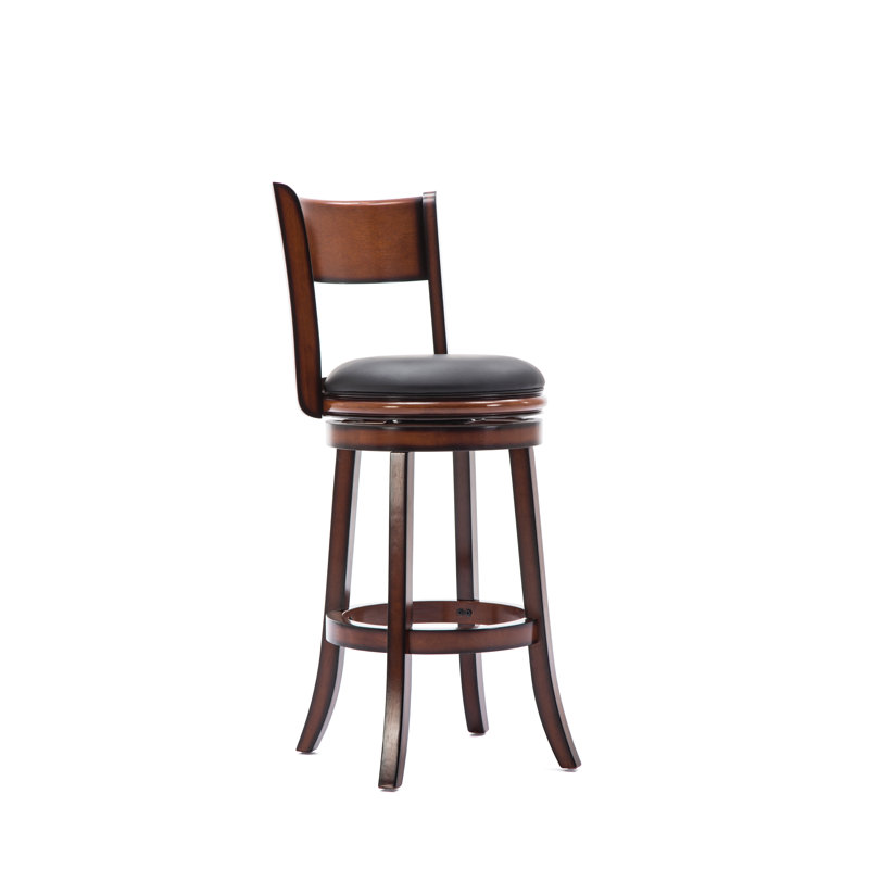 Analuz Swivel Upholstered Faux Leather Counter Stool with Solid Wood Frame, Brandy, Bar Stool (30" Seat Height)