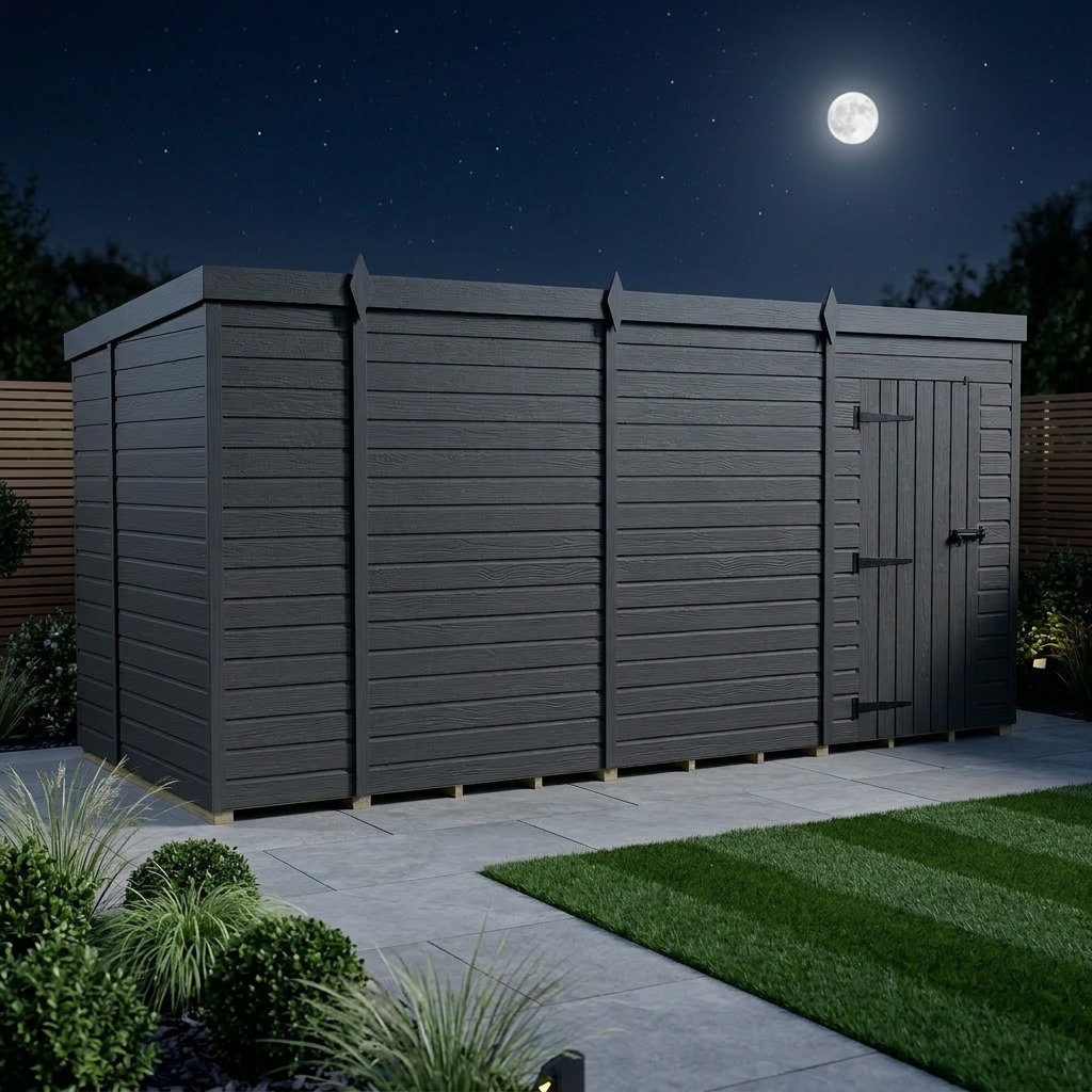 Total Sheds 14ft x 6ft Composite Pent Garden Shed - Single Door - No Windows - EPDM Rubber Roof - UK Manufactured