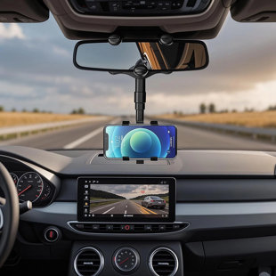 Support de téléphone, support de voiture, miroir, vue arrière, support de camion, support GPS, rotation à 360 °