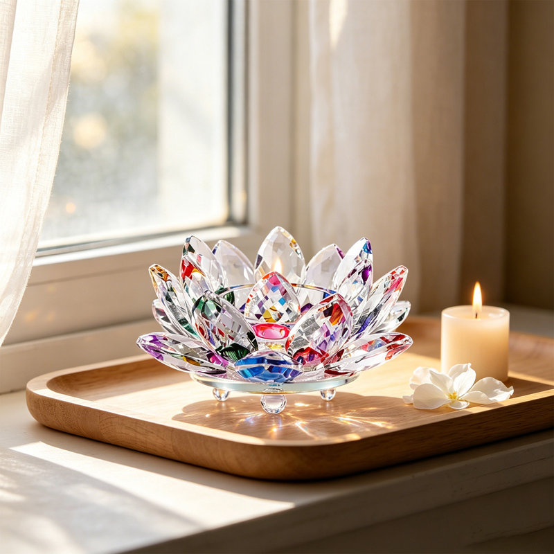 Bougeoir de nuit en cristal et chandelier en cristal, Multicolor
