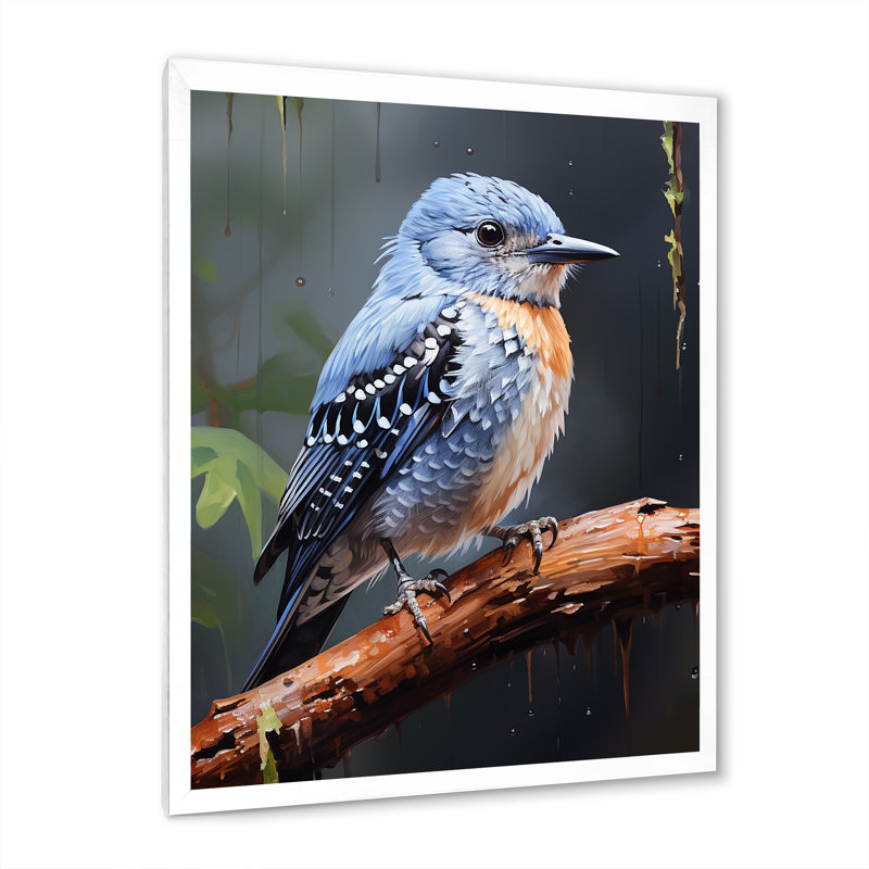 Dusk Plummet Bird - Art mural oiseau, Cadre simple blanc, H 40 po x l 30 po x P 1,5 po