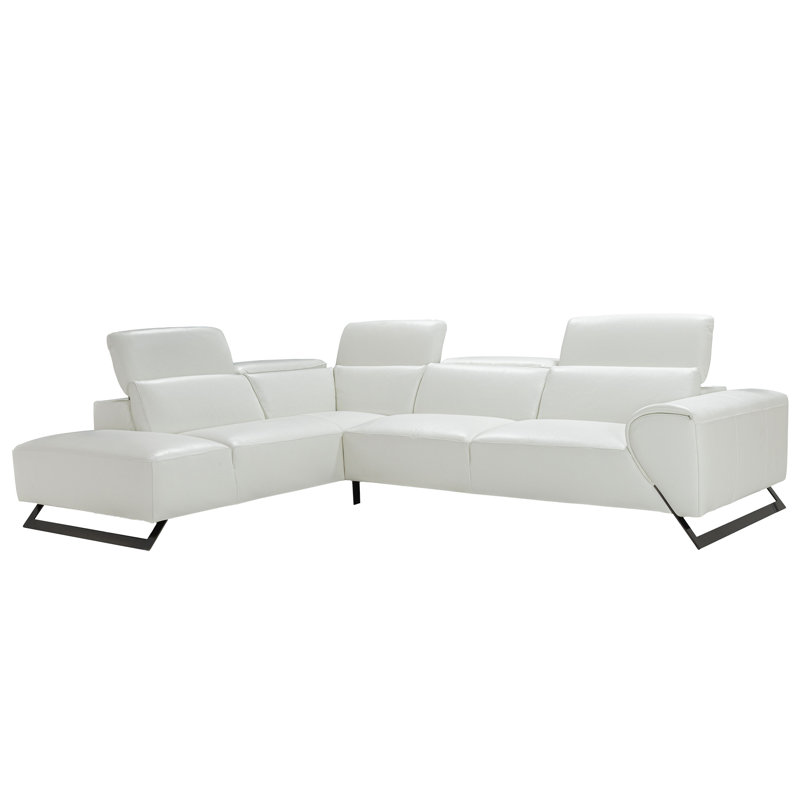 Vesuvio Leather Sectional In Dark Gray, Left Hand Facing