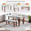 Ensemble de salle à manger 4 pièces avec table en faux marbre, chaises rembourrées et banc, conception peu encombrante pour les salles à manger modernes, gris-129945728