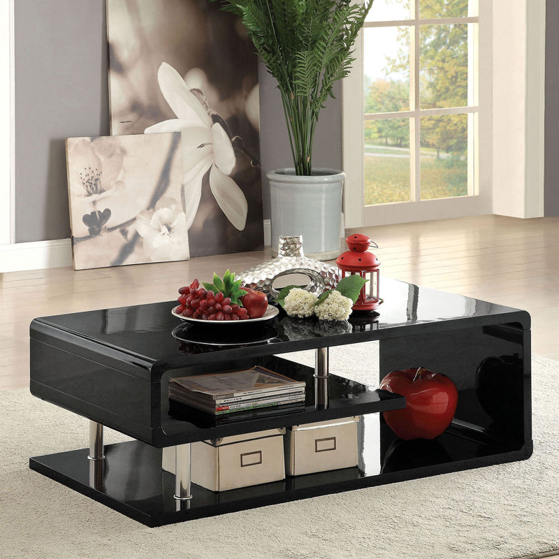 Table basse avec rangement Annnora, Noir