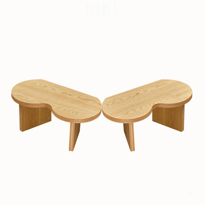 Table basse moderne en forme de papillon, avec un plateau spacieux et une grande polyvalence d'utilisation pour les salons et les chambres, en noyer.