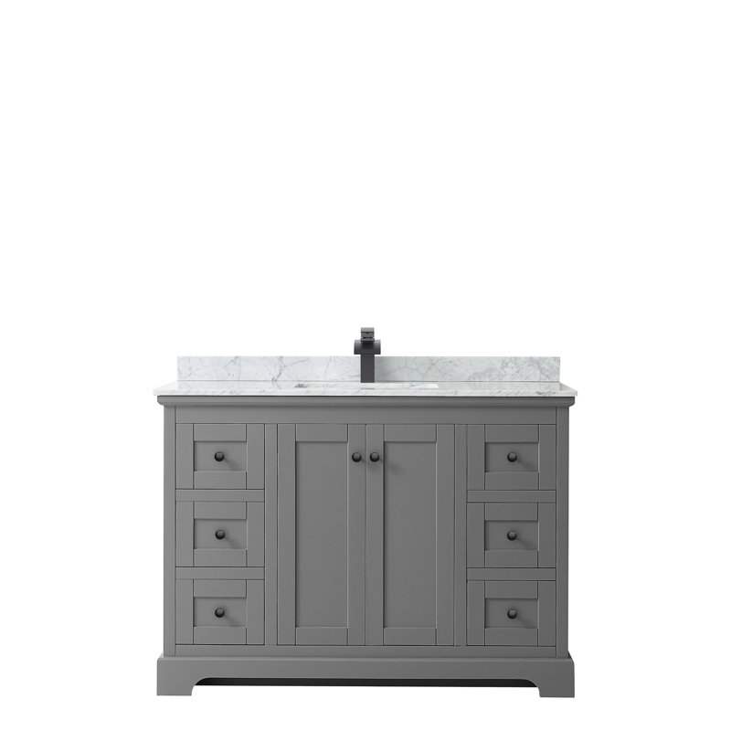 Ensemble de meuble-lavabo simple 48 po Avery, Gris foncé, Noir mat