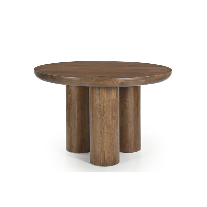 Napa 48" Round Mango Wood Dining Table with Column Legs in Brown