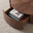 Walnut Wood Round Coffee Table with Dual Storage Drawers, Space-Saving Design-129229008