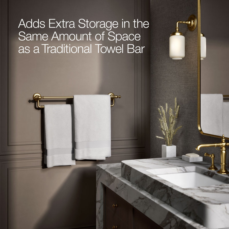 Artifacts® Double 24" Wall Mounted Towel Bar, Vibrant Brushed Gold