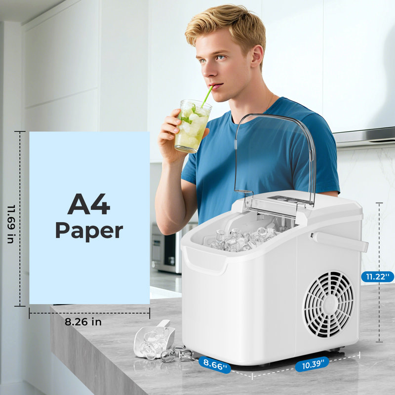 Portable Energy-saving Ice Maker, 8 Ice Cubes In 6 Mins, Weighing 26 Pounds Per Day, Available In Dual Specifications, Essential For Camping, Travel, And Household Use