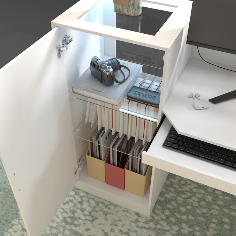 Modern Reception Desk With LED Lighting And Ample Storage For Office Or Retail Spaces