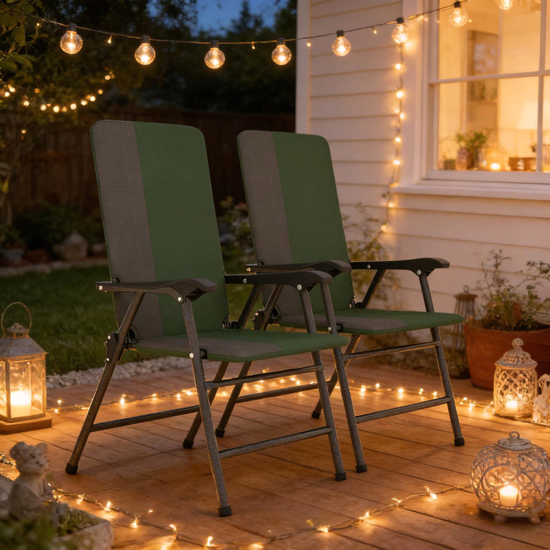 Ensemble de chaises d'extérieur, chaises de jardin à dossier haut, chaises de camping pliantes, ensemble de 2 chaises de patio