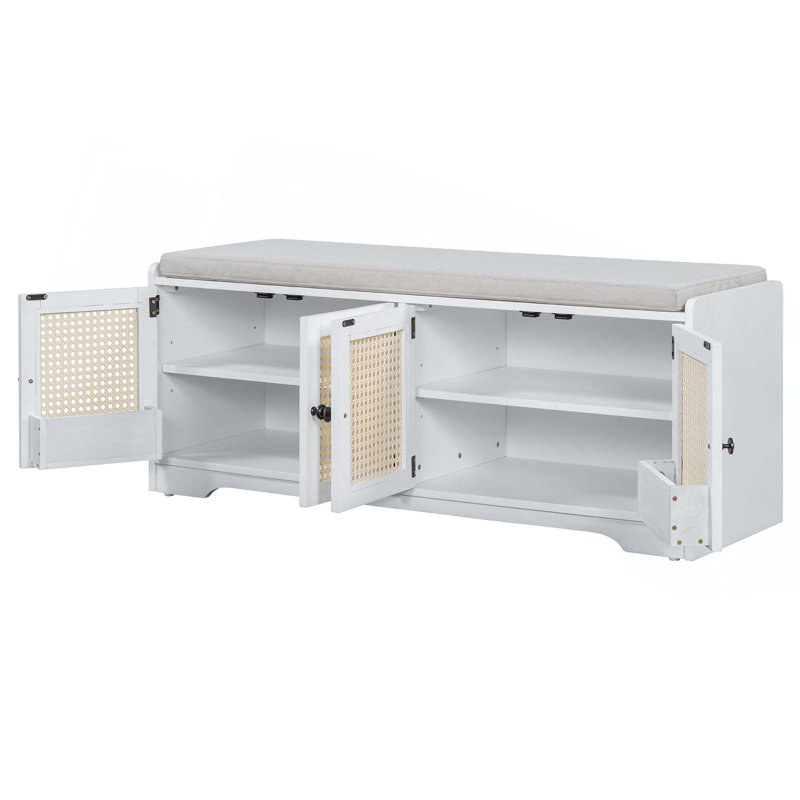 Banc de rangement Rustic, Blanc