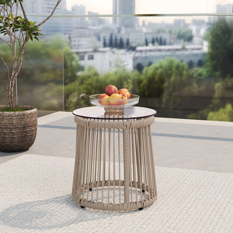 Table d'appoint d'extérieur pour patio, Marron clair