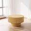 Table basse ronde de 29,53 pouces avec conception rainurée et rangement dissimulé, finition naturelle
