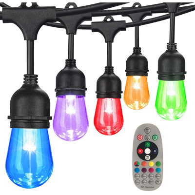 48ft 15-Bulb Colour Changing Outdoor Standard String Light with Remote Control