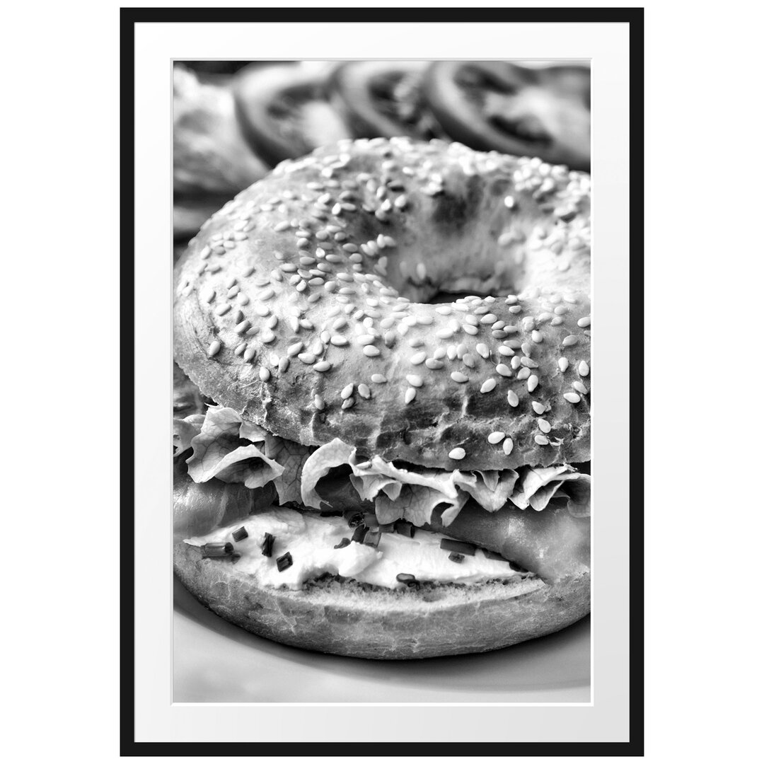 Gerahmtes Poster Frischer Lachs Bagel