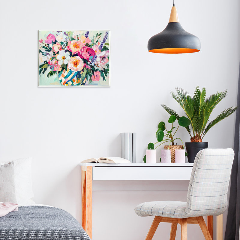 Plaque murale colorée Bouquet coloré dans un vase de printemps, design par Petal Prints Design