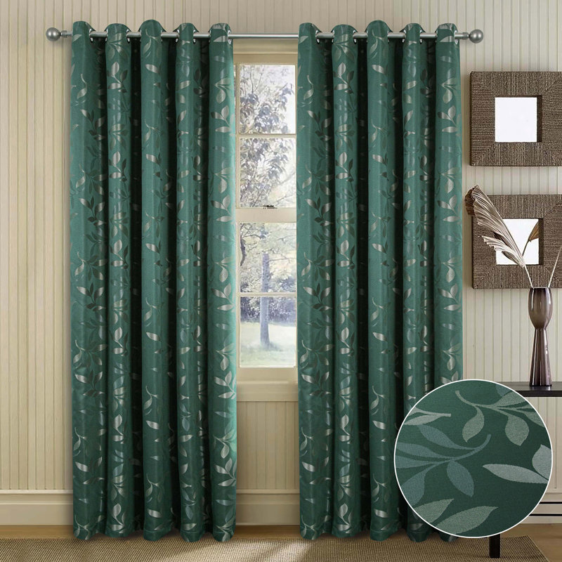 Aonghas Room Darkening Curtain Pair, 114cm Width x 183cm Drop, Green