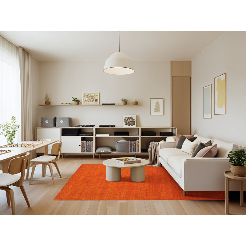 Tapis contemporain orange, Rectangle 7 pi 0 po x 9 pi 0 po