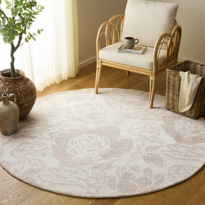 Tapis floral en laine / coton touffeté à la main Allyssah