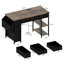 Bureau d'ordinateur 47 po avec prise de courant, bureau d'écriture avec 7 tiroirs en tissu, tiroirs de coiffeuse et grande poche latérale-111949678