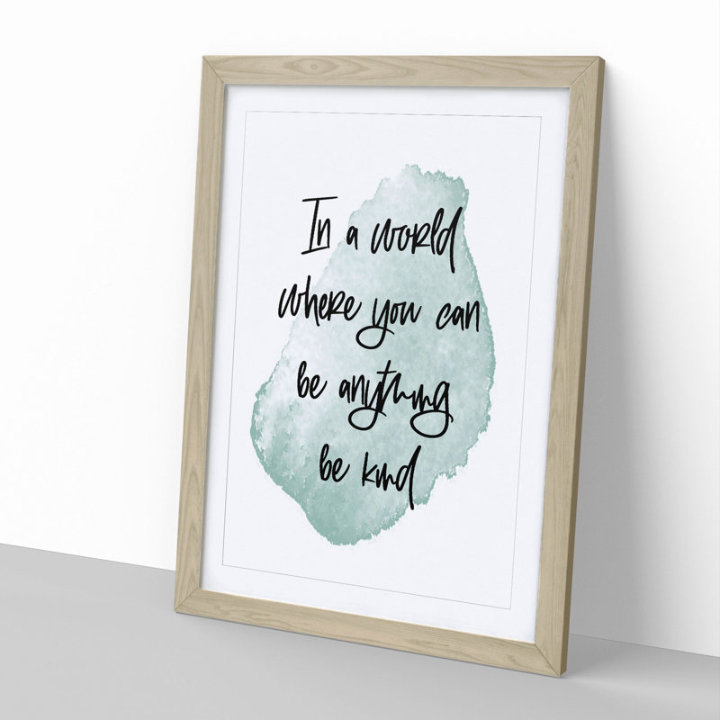 Be Kind - Picture Frame Typography, 90cm H x 65cm W x 2cm D, Oak