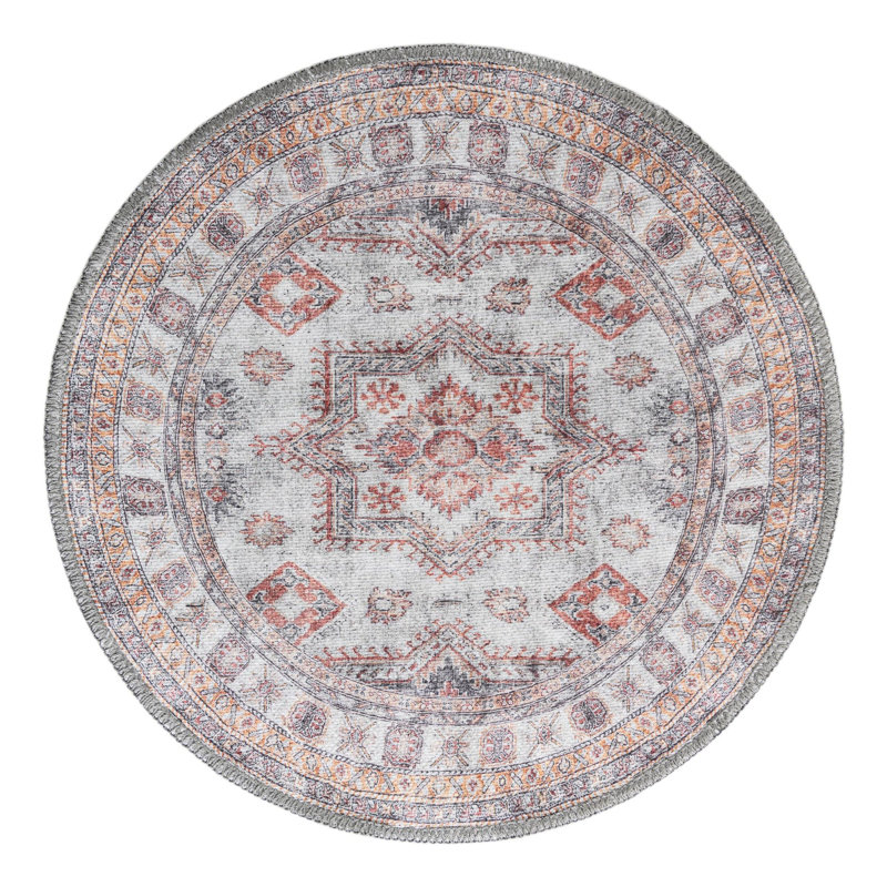 Macchione Performance Chenille Floral Indoor Rug, Round 2' x 2'