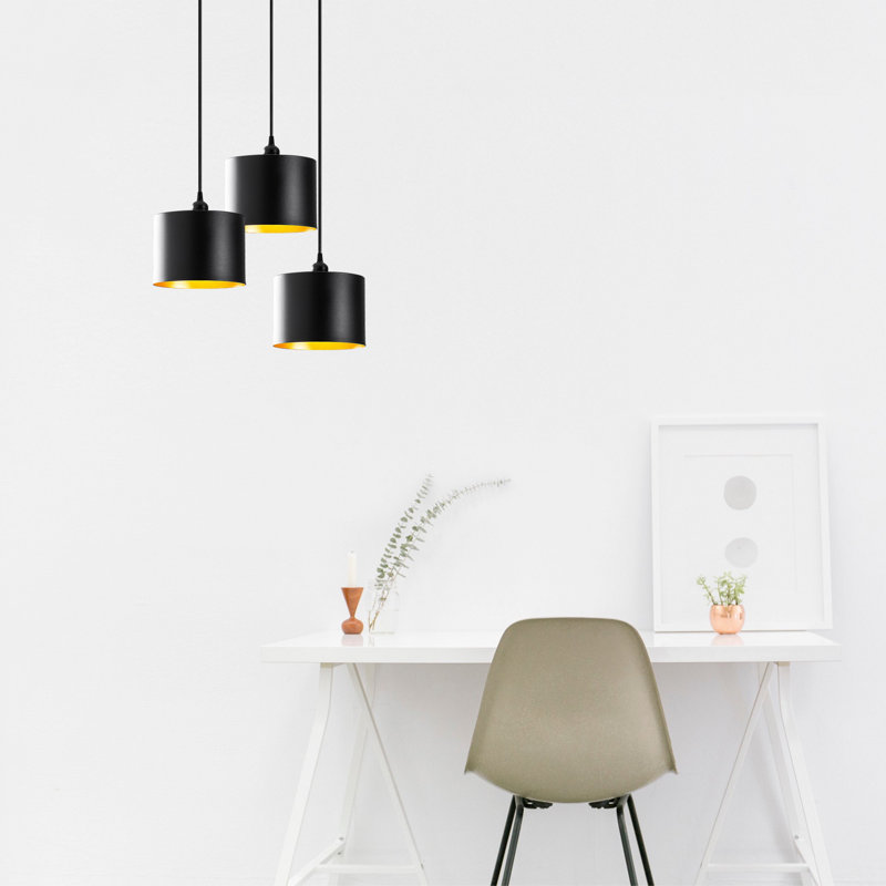 Luminaire suspendu tambour à 3 lumières Kayne, Noir