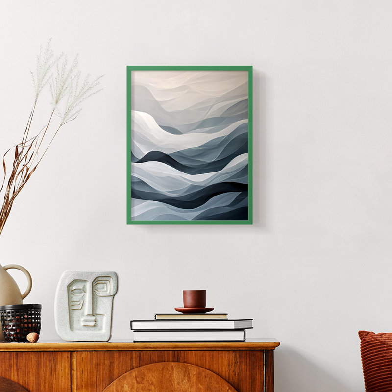 Série ABSTRACT CDLxxix - reproduction encadrée de qualité supérieure - prête à être accrochée - aucun clou requis, Vert