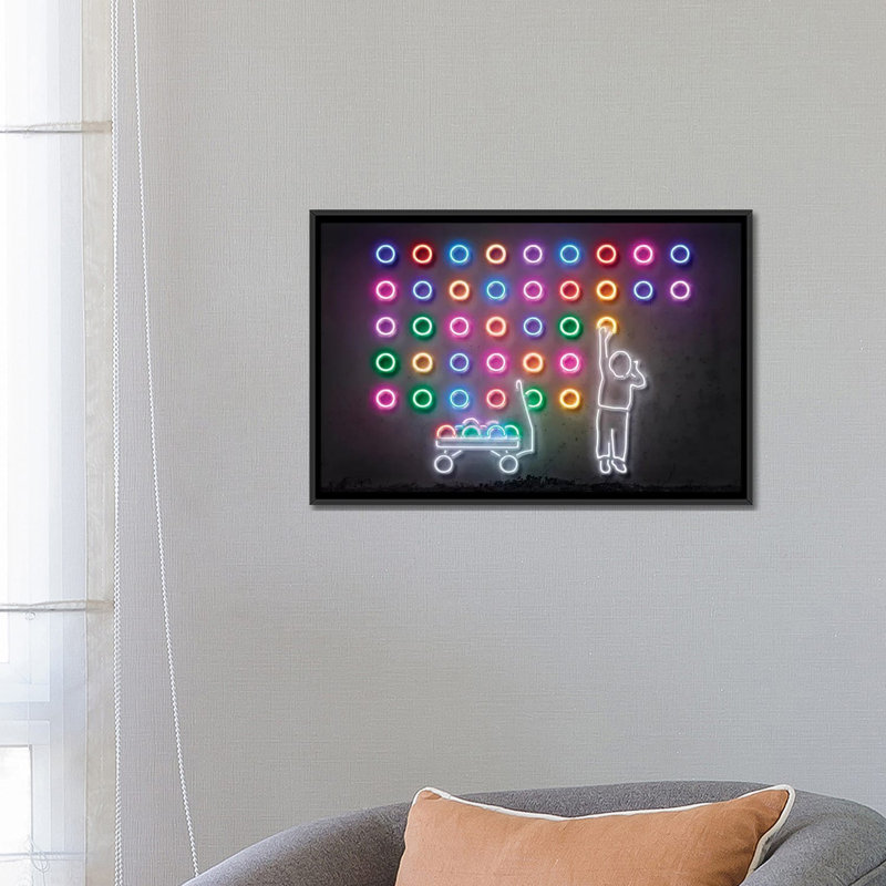 «Dots», impression sur toile, H 40 po x l 60 po x P 1,5 po, Toile avec cadre noir, Pas de tapis