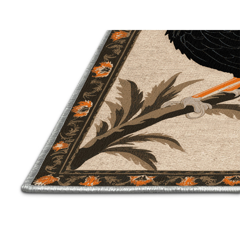Washable Baltimore Oriole Birds Area Rug, Rectangle 8' x 10'