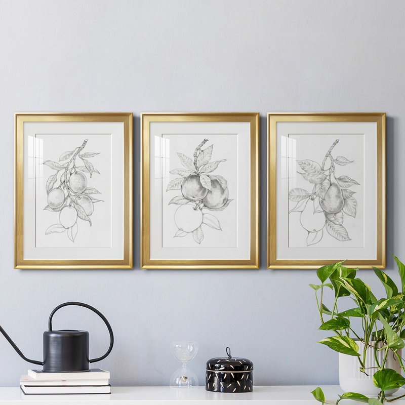 Reproduction encadrée de qualité supérieure - Prête à être suspendue, Cadre doré, H 36,5 po x l 79,5 po x P 1 po, Blanc