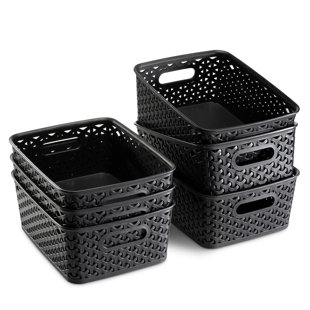 Rebrilliant Plastic Storage Baskets With Bamboo Lid Pantry Organization And  Storage Containers Lidded Storage Bins Container Organizer For Shelves  Drawers Desktop Closet Playroom Classroom Office, 6 Pack