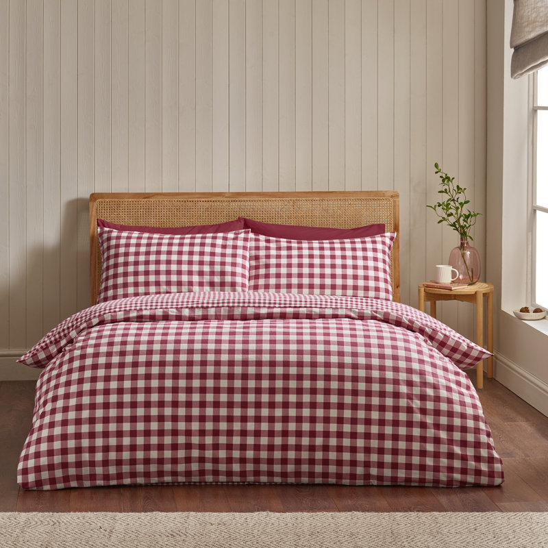 Brushed Gingham Check Reversible Duvet Cover Set, Single