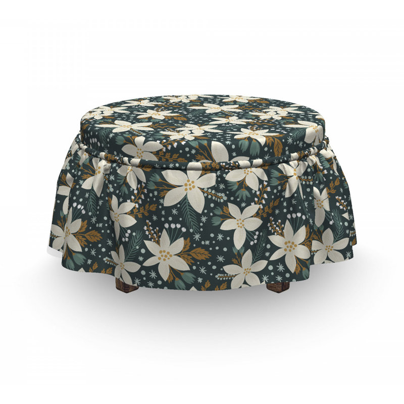 Housse pour repose-pieds winter poinsettia