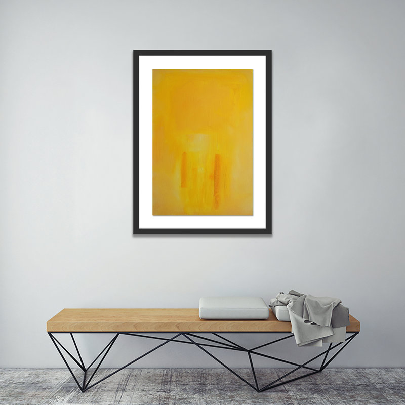 Figures In A Souk Yellow Print by Charles Stuart, Black, 24" H x 18" W x 1.5" D