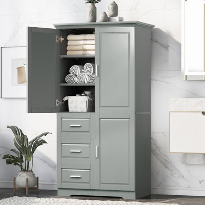 Tall And Wide Storage Cabinet With Doors For Bathroom/Office