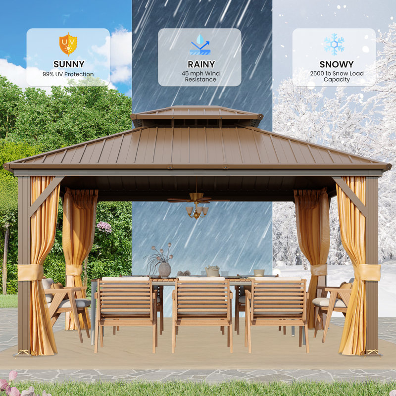 14Ft. W x 12 Ft. D Aluminum Patio Gazebo
