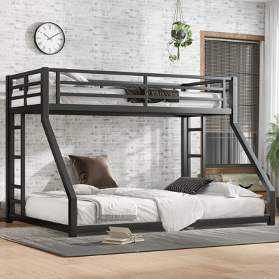 Lit superposé simple au-dessus de grand lit en métal pour adolescents et adultes, réduction du bruit / pas de sommier tapissier requis