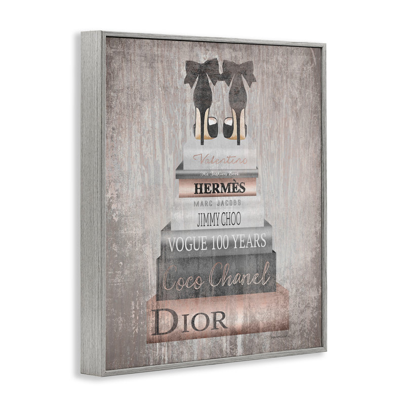 «Book Stack Heels Metallic Pink», impression, Estampe numérique Farmhouse, H 16 po x l 20 po