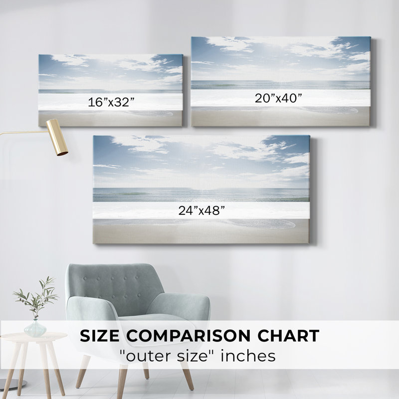 Plage de sable - toile tendue avec châssis - prête à être accrochée, H 24 po x l 48 po