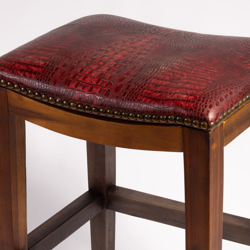 Genson Bar Stool, Saddle Red Croc, Bar Stool (30" Seat Height)