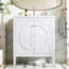 Meuble-lavabo blanc de 30 po sans assemblage requis avec lavabo en céramique, deux portes à fermeture en douceur et tablette réglable, style campagne moderne