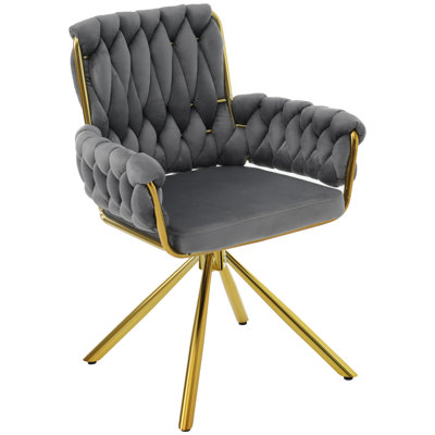Avakate 46cm H Velvet Upholstered Metal Armchair