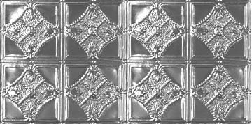 Turn Of The Century 48.5'' L x 24.5'' W Tin Glue Up Ceiling Tile In Shiny Silver Chelsea Decorative Metal Co