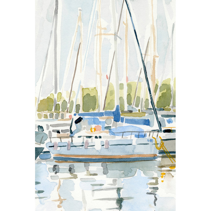 "By the Bay II" by Emma Caroline Abstract Landscape Wrapped Canvas Painting Print , 36" H x 24" W