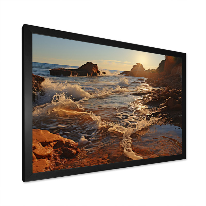 Golden Sands A Mesmerizing III - Landscapes Wall Art Living Room, H 12 po x l 20 po x P 1 po, Cadre photo noir