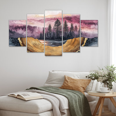 Forêt de rivière Améthyste cristal IV - art mural forêt - art mural traditionnel pour le salon