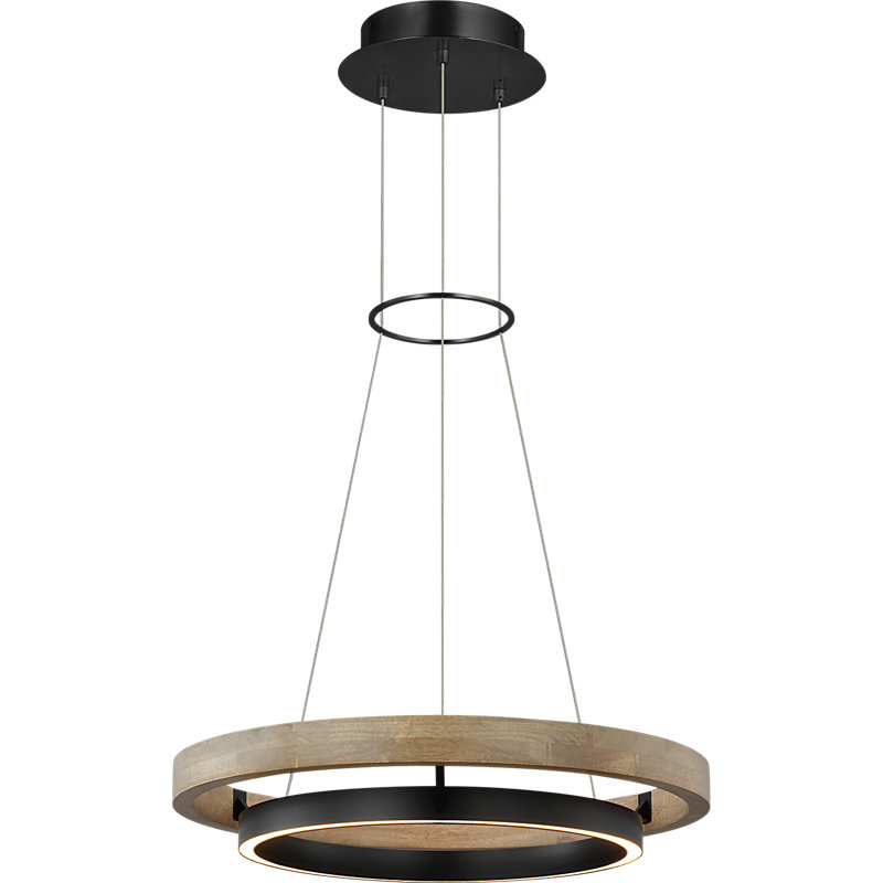 Grace 1 - Light LED Chandelier, Matte Black, 3.8" H x 24" W x 24" D, Gray
